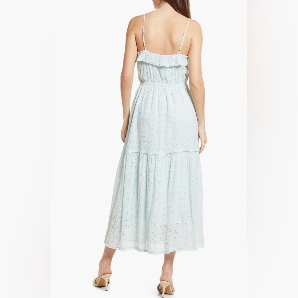 Lost & Wander Blissful Blues Eyelet Detail Maxi Dress~ size L - Picture 2 of 12